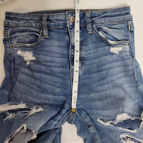AMERICAN EAGLE jeans distressed destroyed super hi-rise stretch jegging 4 - Picture 9 of 10